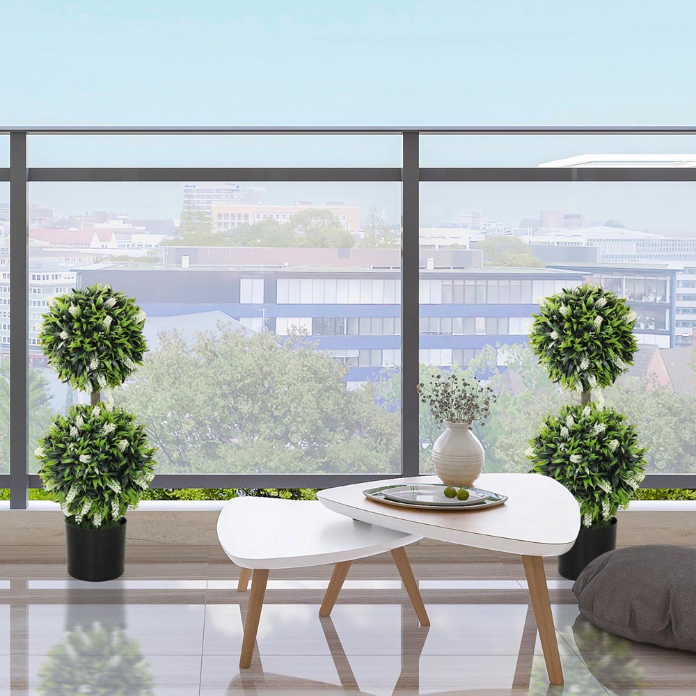 Portland White Lavender Flower Artificial Plant in Pot 2 Pack Image 5