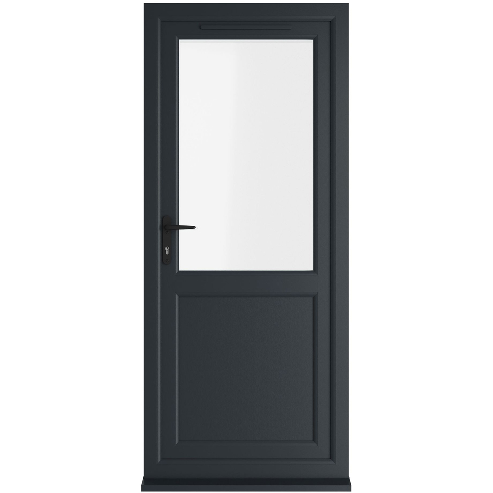 Crystal uPVC Triple Glazed Door Half Glass Half panel Right hand Grey White Clear Glass 840x2090mm Image 1