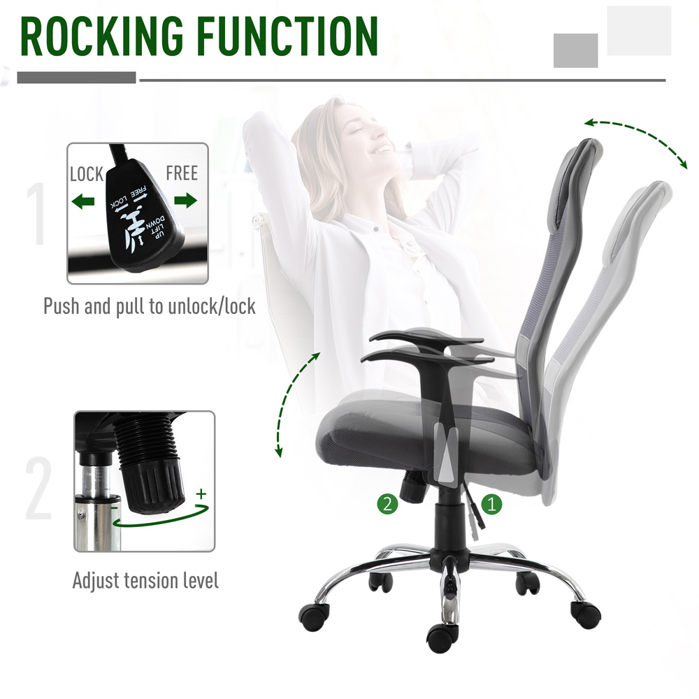 Portland Grey PU Leather and Mesh Swivel Office Desk Chair Image 5