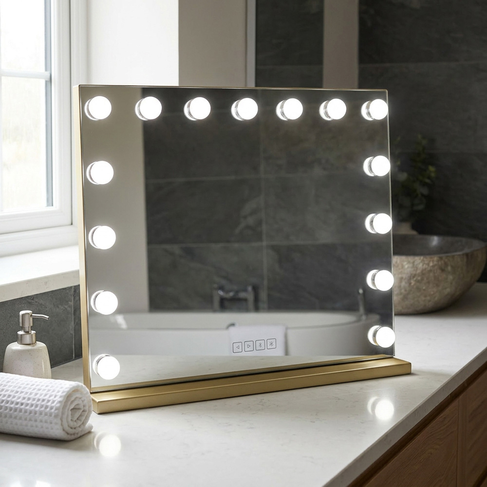 Hollywood LED Wireless Vanity Mirror Gold Image 4