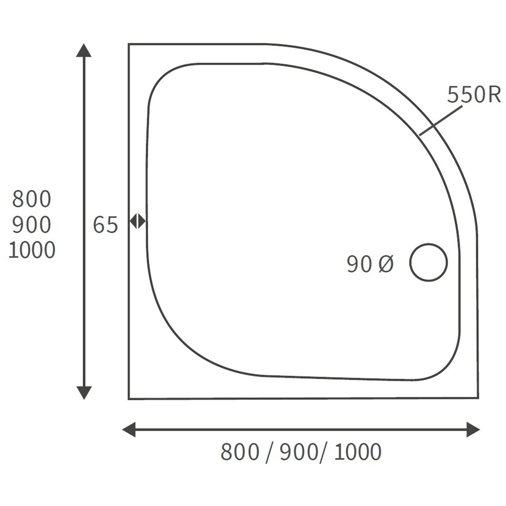 Bathstore Deluxe 45mm White Quadrant Shower Tray with Waste 800mm Image 4