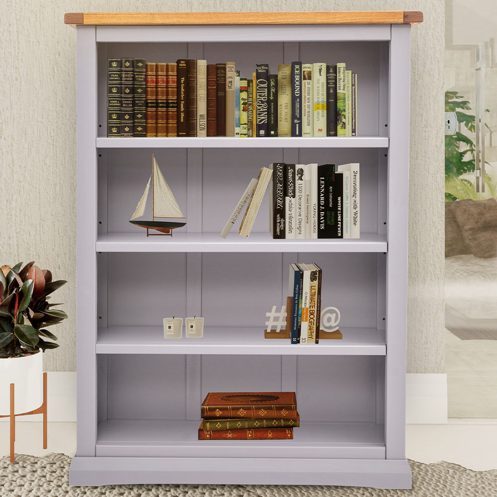 Rocca 4 Shelf Grey Wide Bookcase Image 1