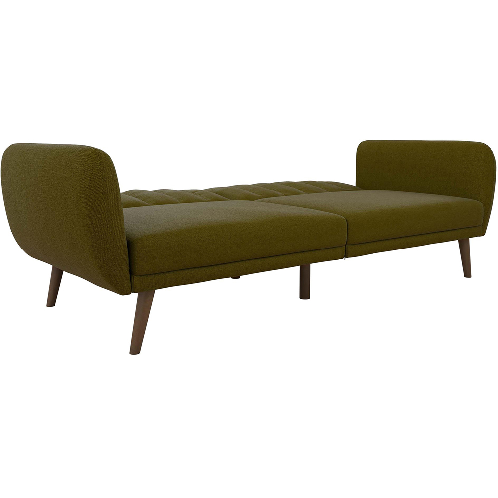 Novogratz Brittany 3 Seater Green Linen Sofa Bed with Wooden Legs Image 4
