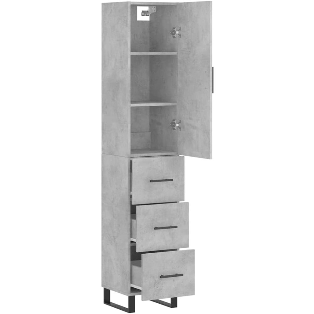 vidaXL Single Door 3 Drawer Concrete Grey Tall Highboard Image 4