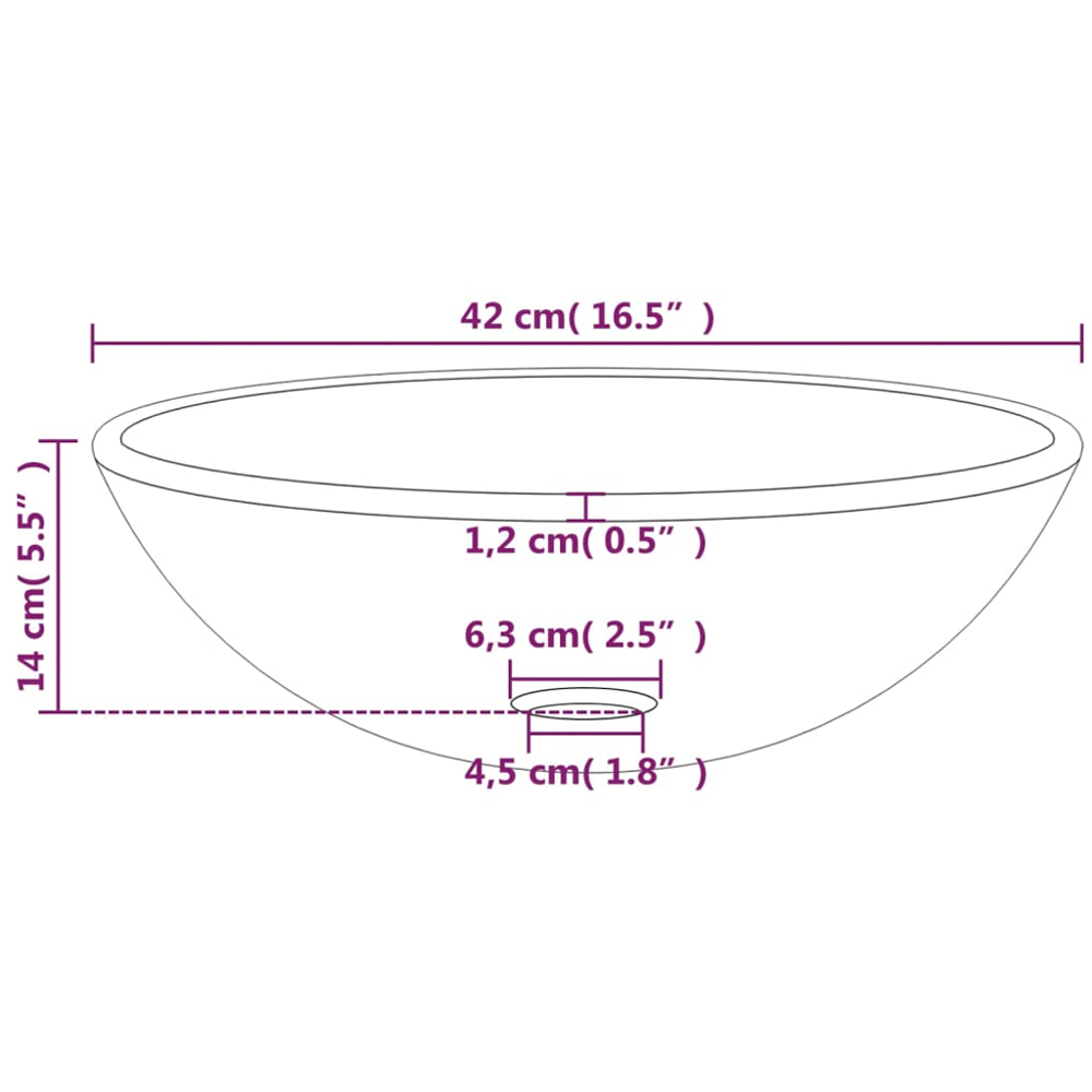 vidaXL Blue Tempered Glass Round Wash Basin 140 x 420mm Image 4