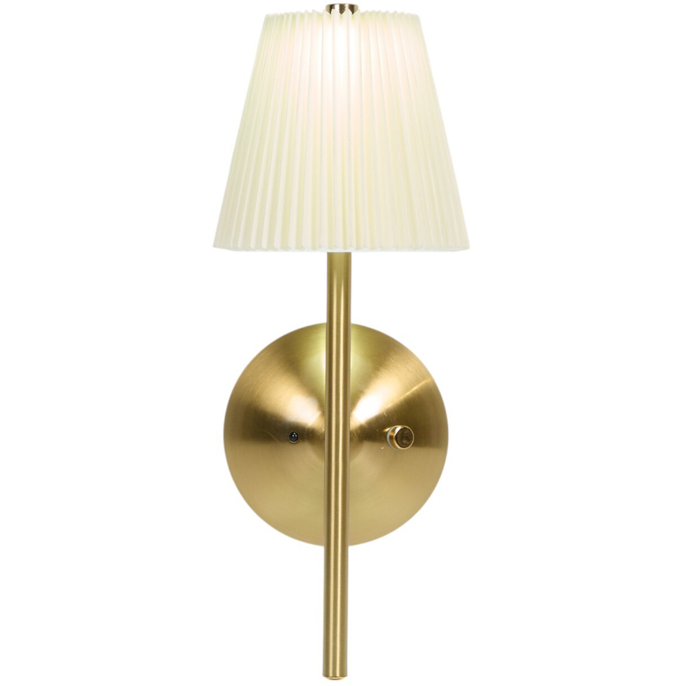 Battery Operated Pleated Wall Light Cream and Gold Image 3