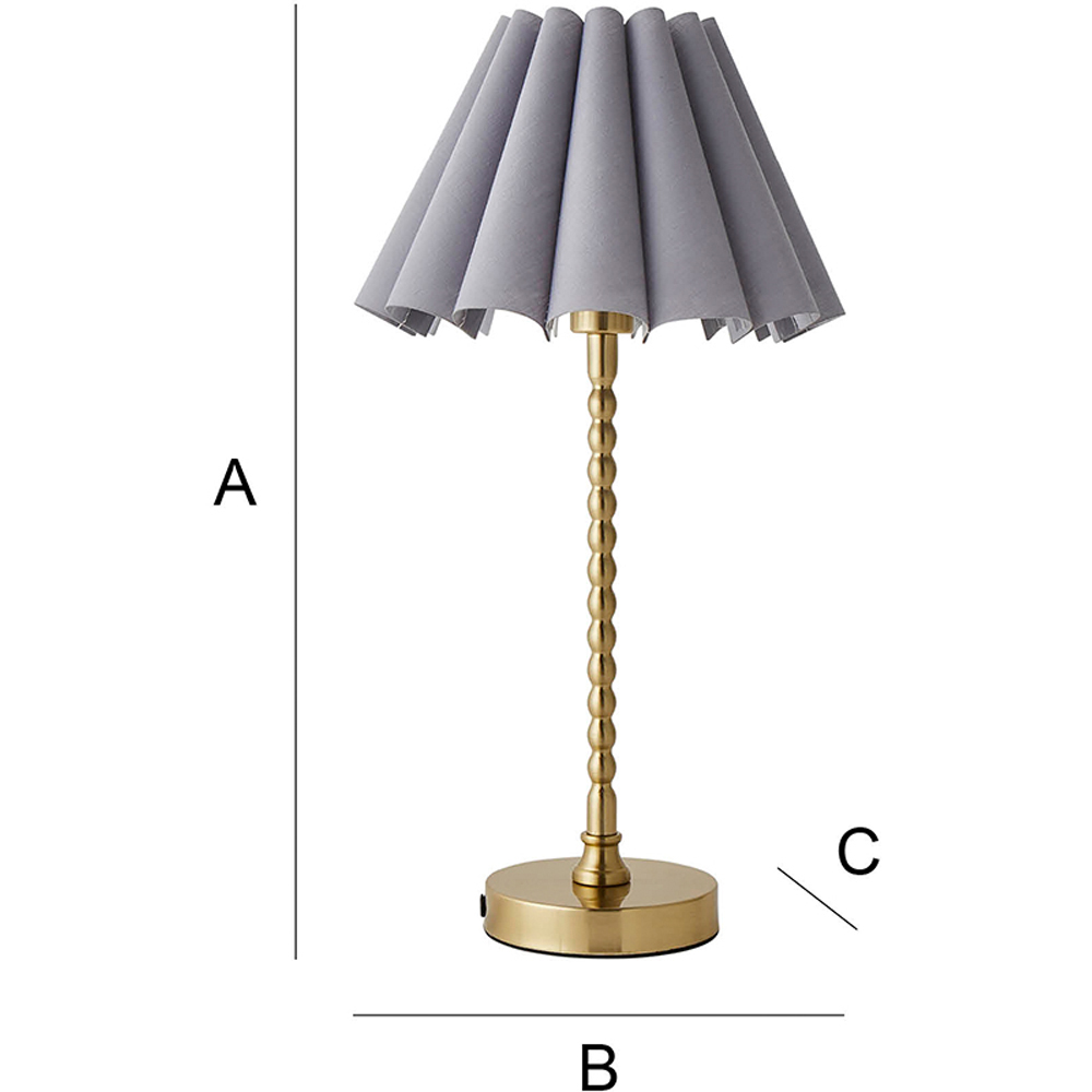 ValueLights Maeve Grey and Gold Scallop Pleated Tapered Shade Bobbin Bobble Table Lamp and Bulb Image 7