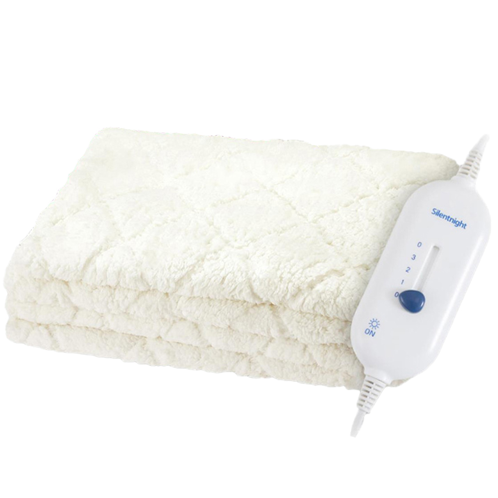 Silent Night Comfort Control Double Cream Teddy Fleece Electric Blanket Image 1