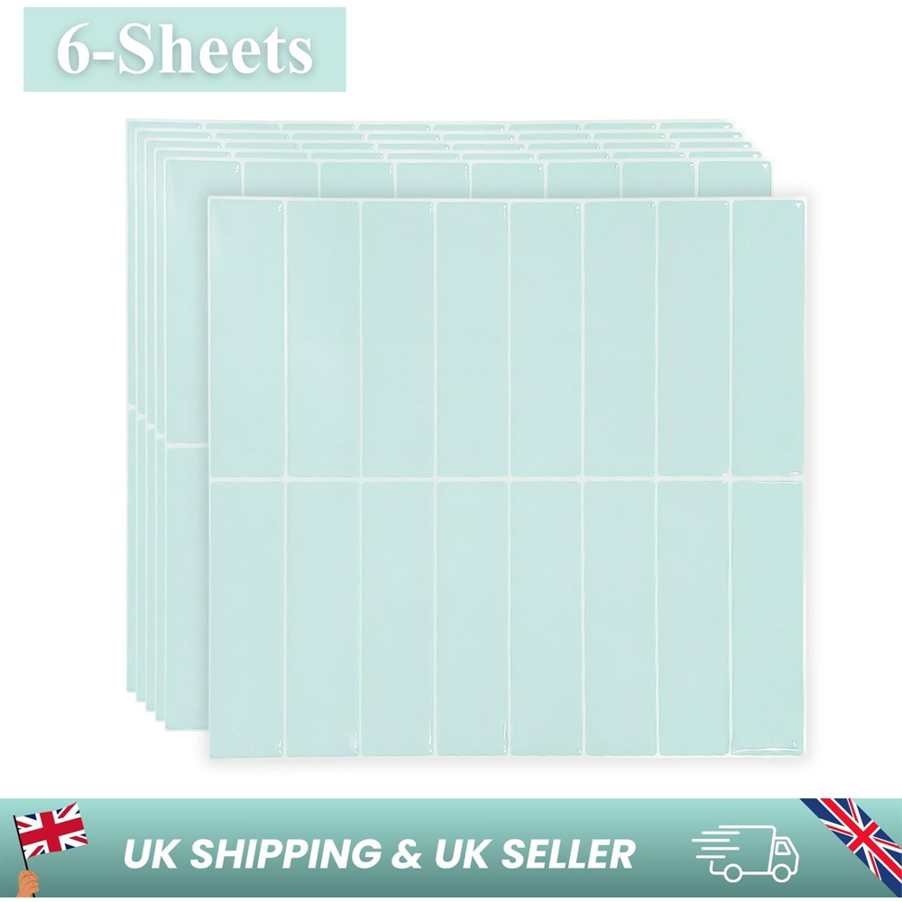 Walplus Light Sea Green Rectangular 3D Tile Sticker 30.5 x 30.5cm 12 Pack Image 7