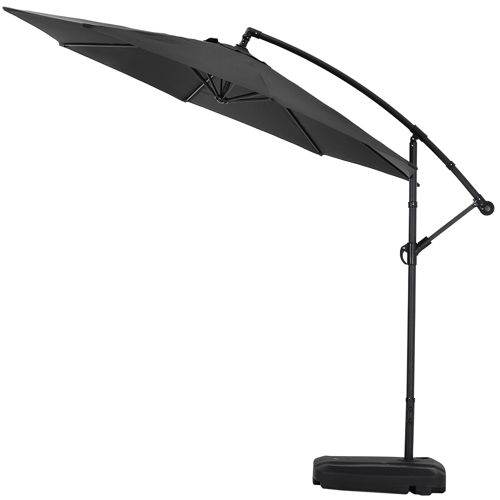 Living and Home Black Garden Cantilever Parasol with Rectangular Base 3m Image 3