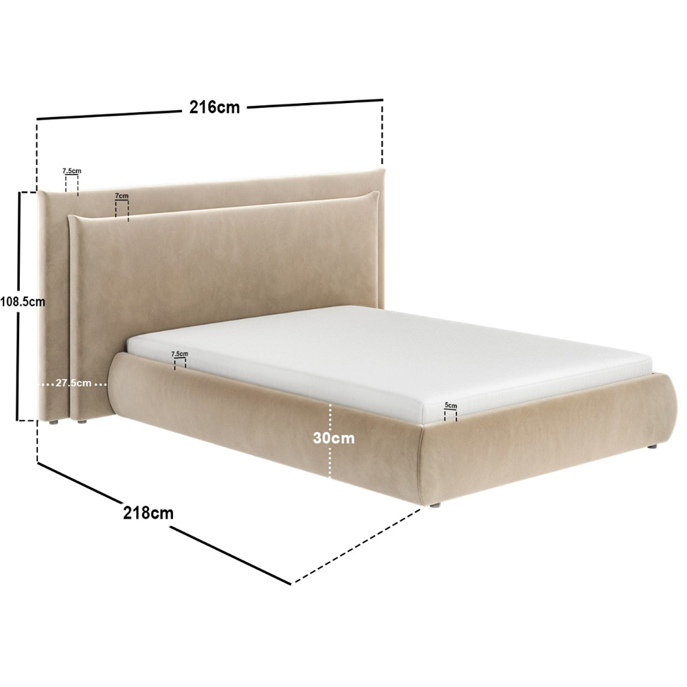 Solace+Co Sigrid Double Sand Velvet Ottoman Storage Bed Image 7