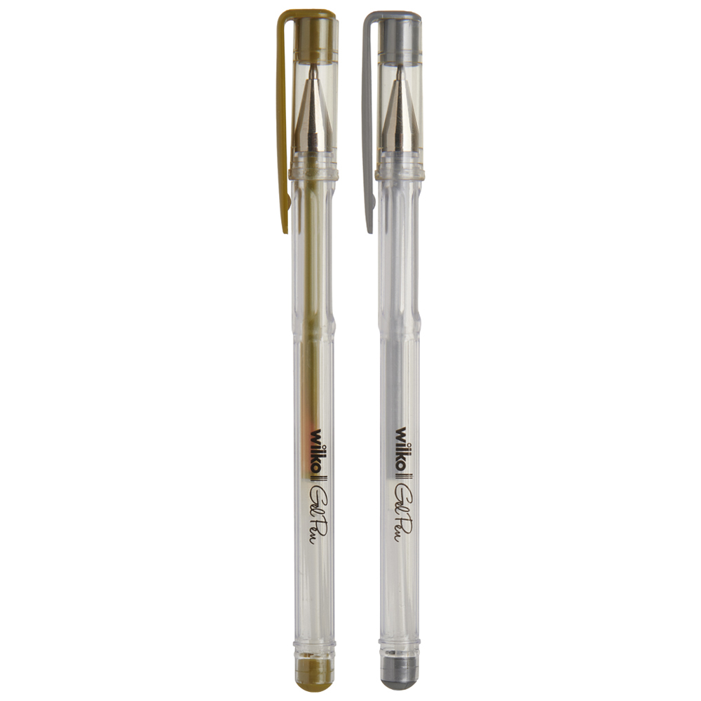 Wilko Metallic  Gold and Silver Gel Pens 2 pack Image 1