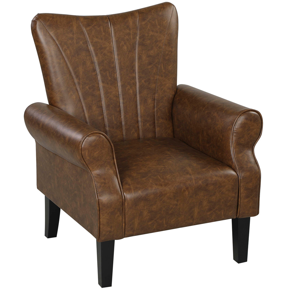 HOMCOM Brown Upholstered Modern Accent Chair Image 2