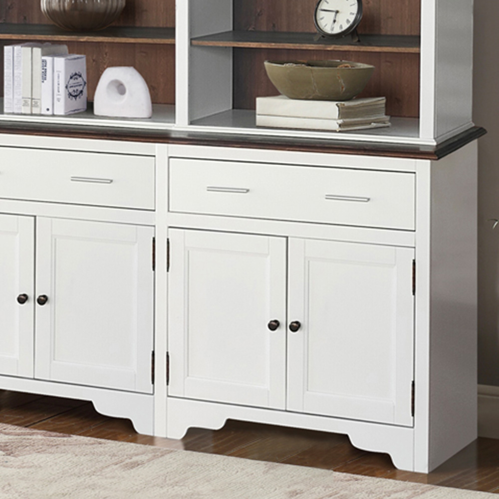 Comfy Living 4 Door 2 Drawer 6 Shelf White Wooden Single Display Dresser Image 2