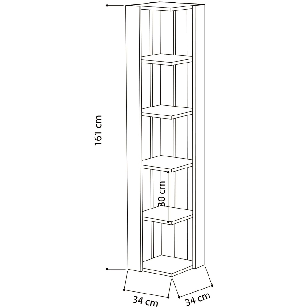 Decortie Nati 5 Shelf Dark Oak Effect Modern Corner Bookcase Image 6