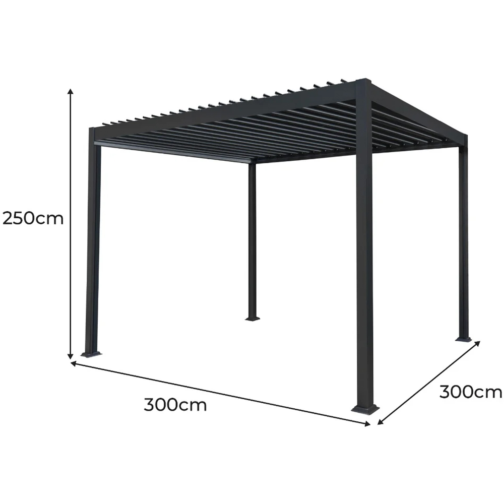MonsterShop 3 x 3m Black Aluminium Pergola Image 6