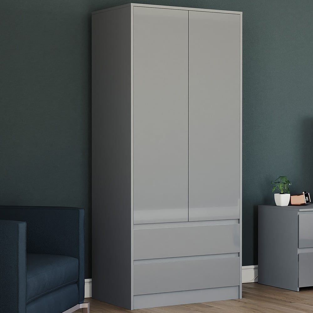 Vida Designs Glinton 2 Door 2 Drawer Grey Wardrobe Image 1