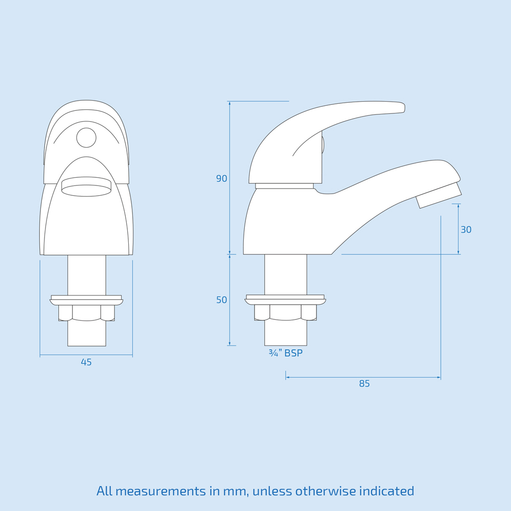 Nes Home Luma Chrome Traditional Hot and Cold Basin and Bath Filler Taps Image 3