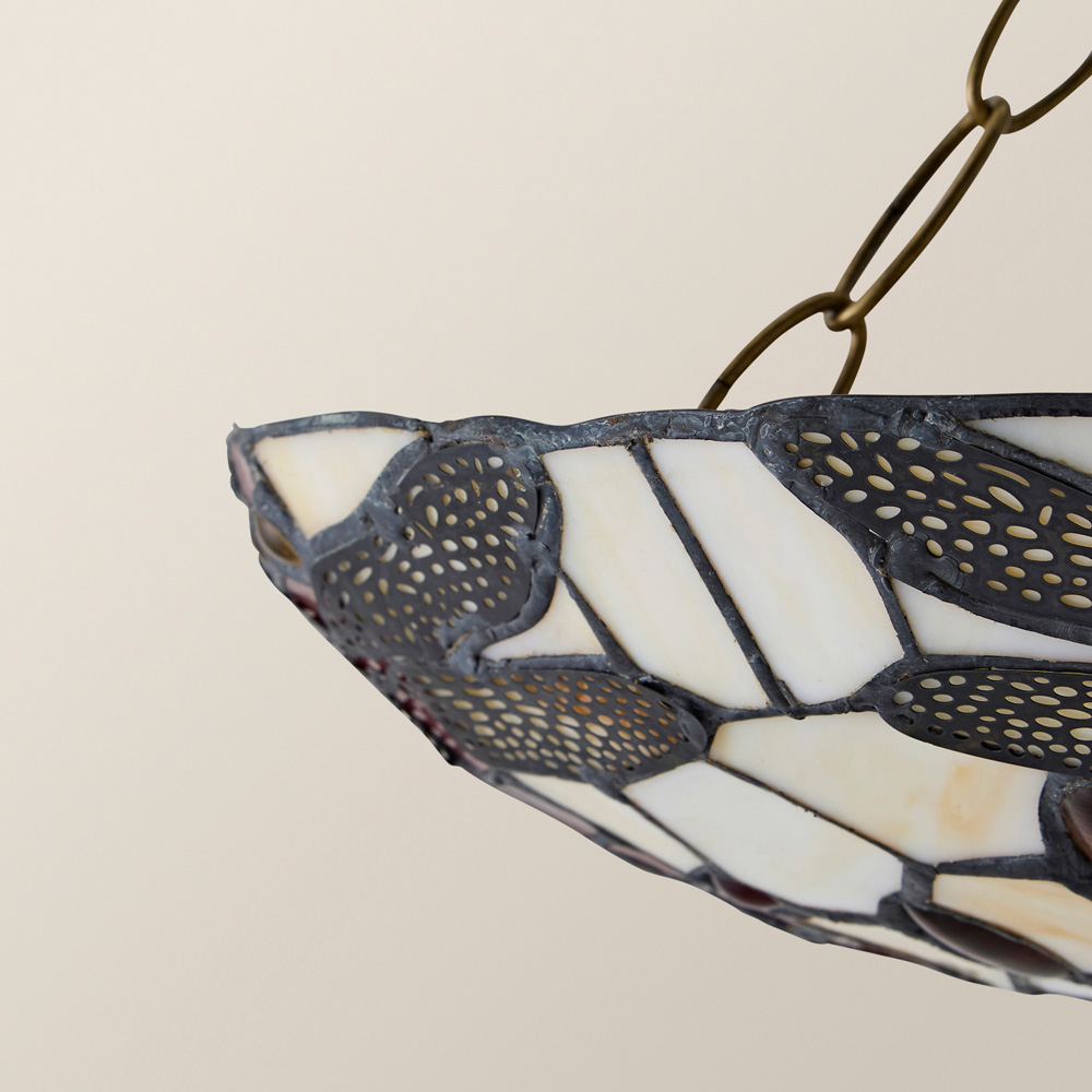 ValueLights Tiffany Style Antique Red and White Glass Dragonfly Pendant Shade Image 4