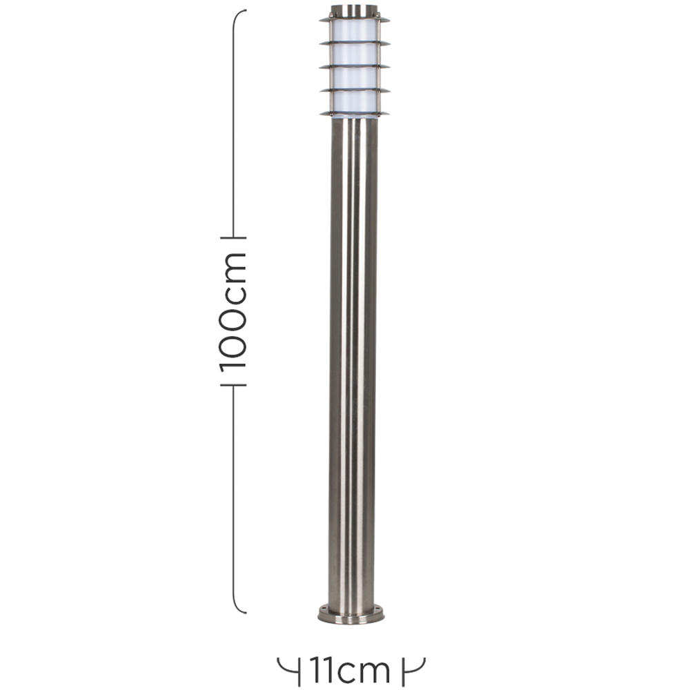 ValueLights Wharf Set of 4 Silver Warm White Bulb Bollard Lights 1m Image 7