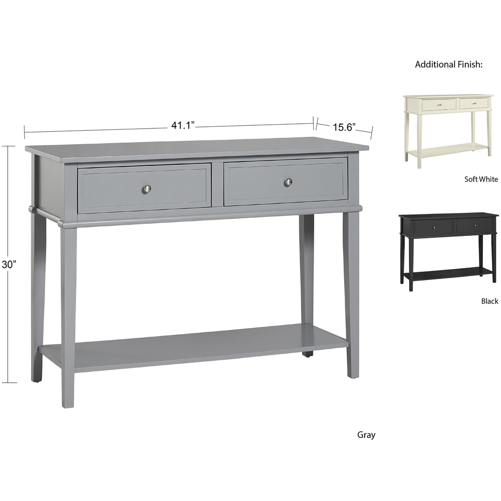 Dorel Franklin 2 Drawer Single Shelf Grey Console Table Image 7