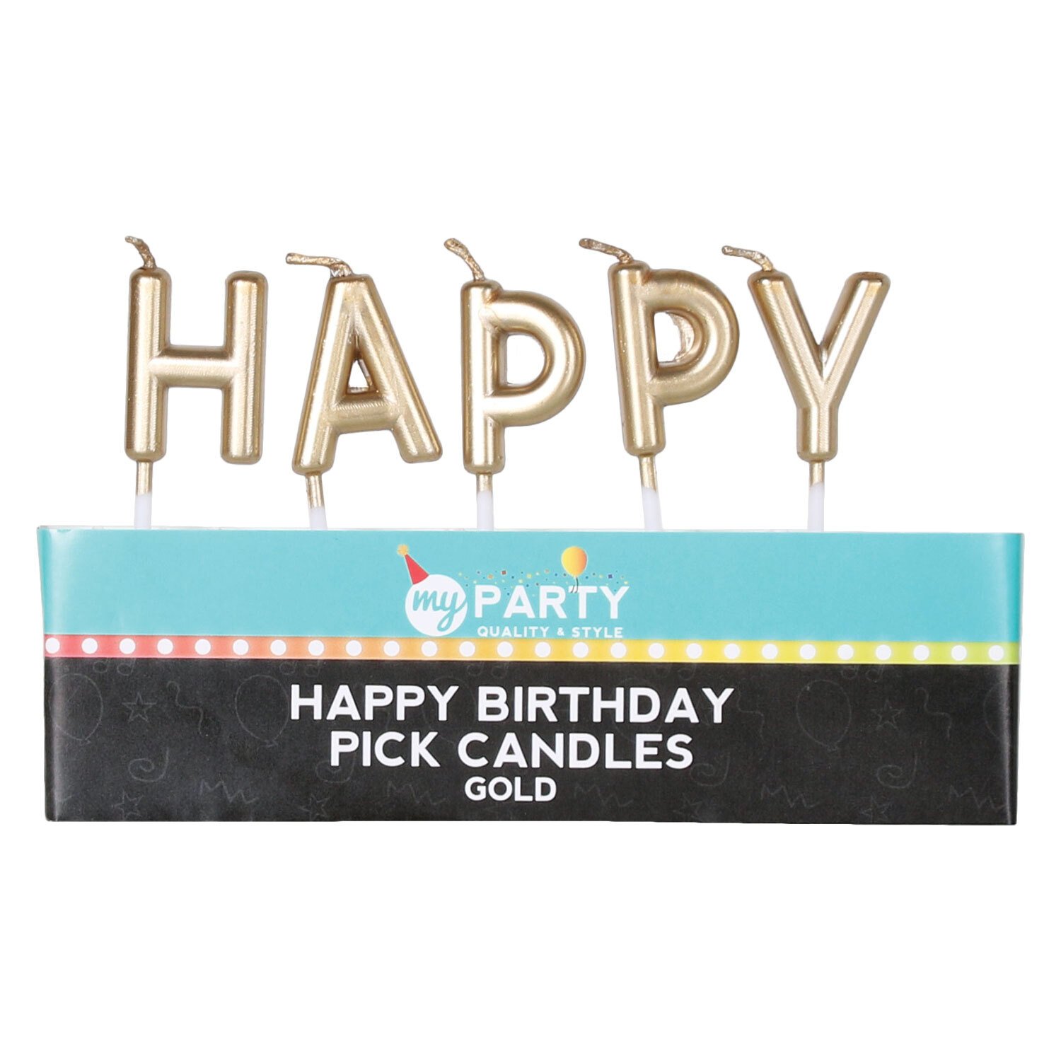 My Party Happy Birthday Pick Candles - Gold Image 2