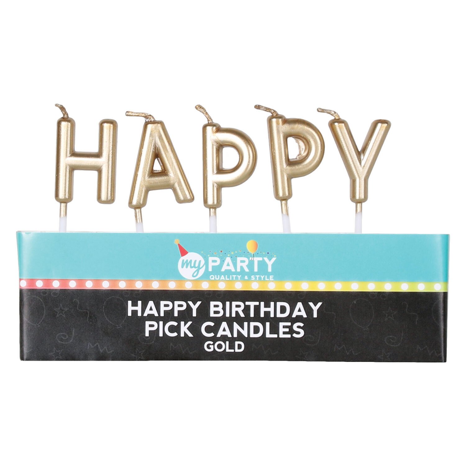 Happy Birthday Pick Candles - Gold Image 2