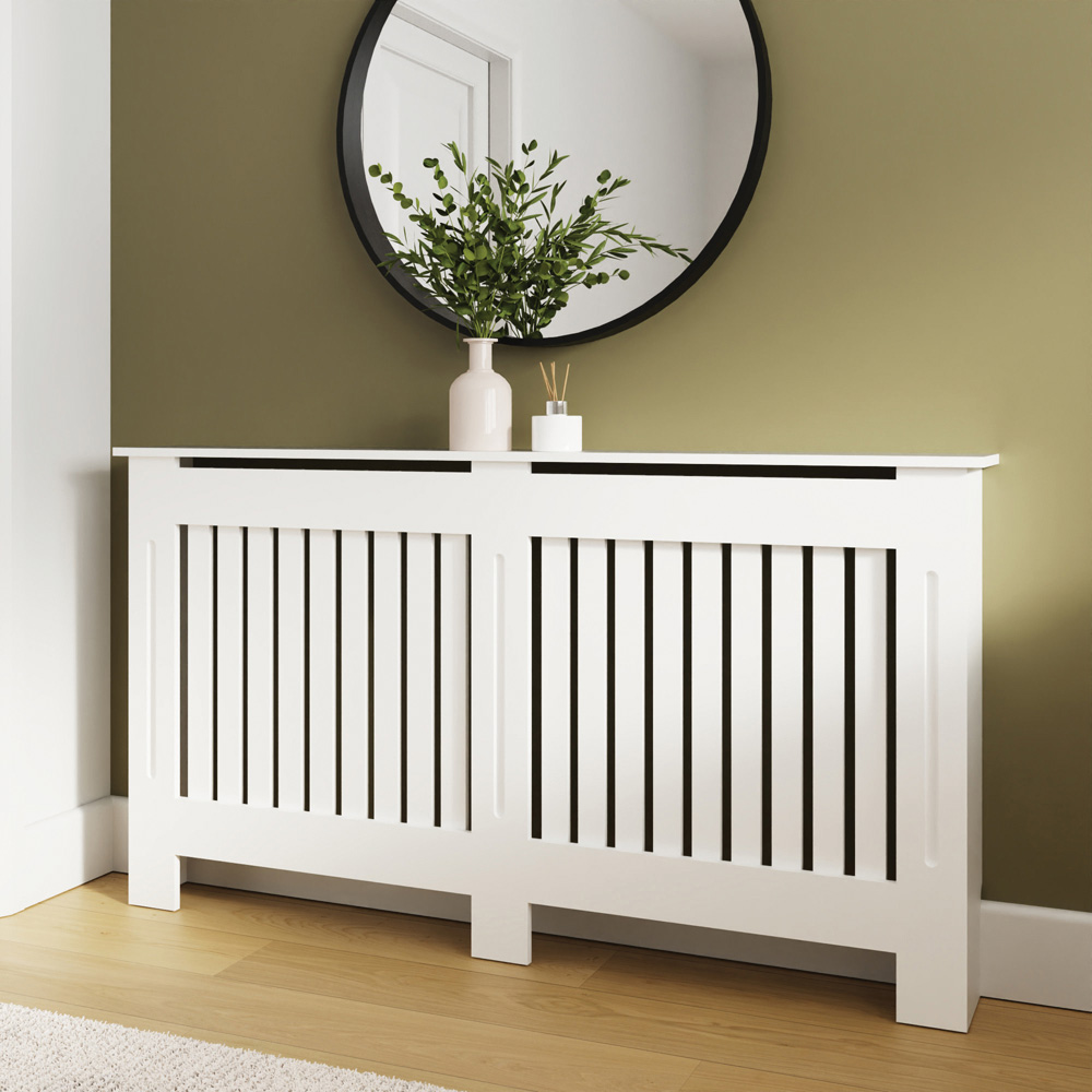 GFW Harrison White Open Slat Radiator Cover Large Image 6