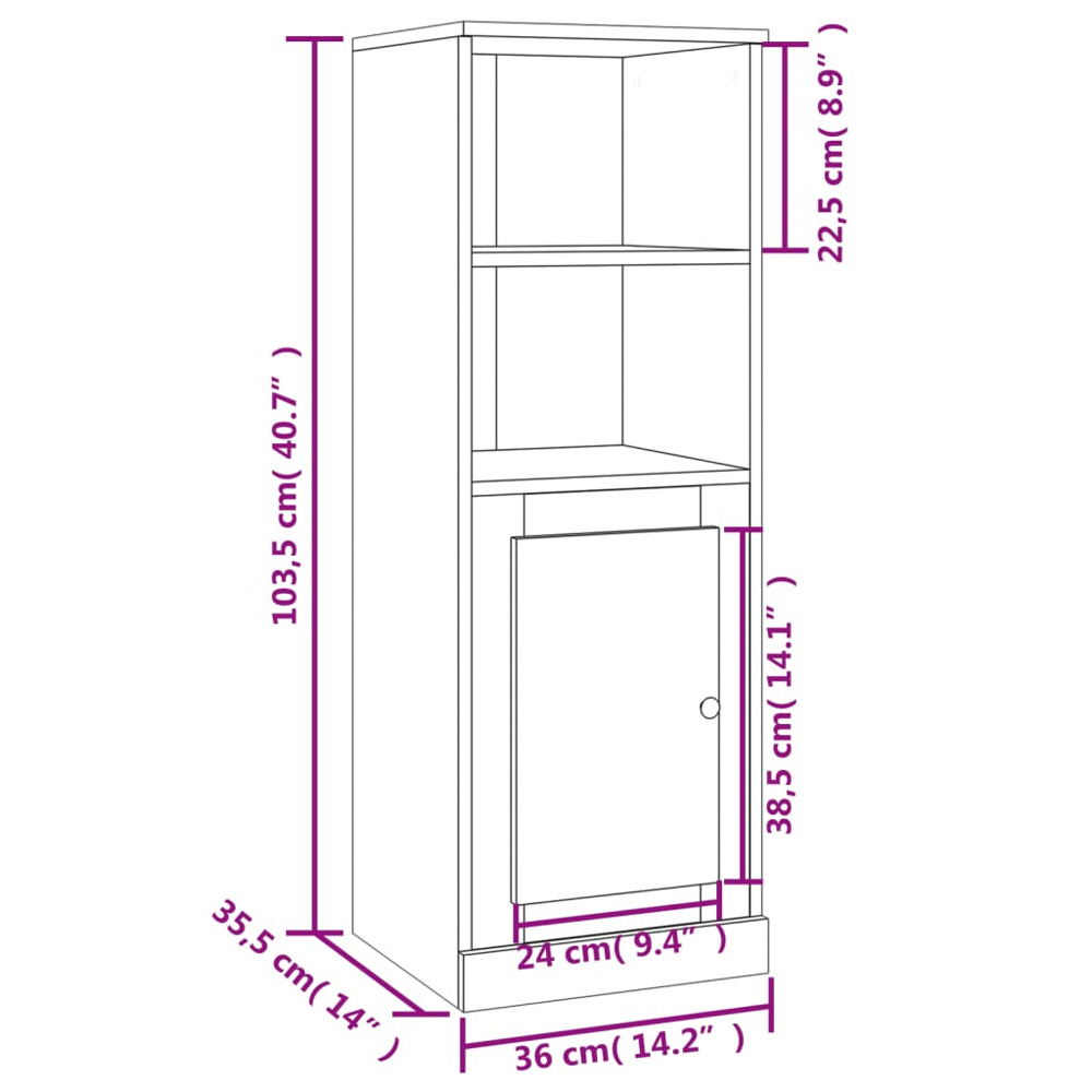 vidaXL Single Door 2 Shelf Sonoma Oak Highboard Image 9