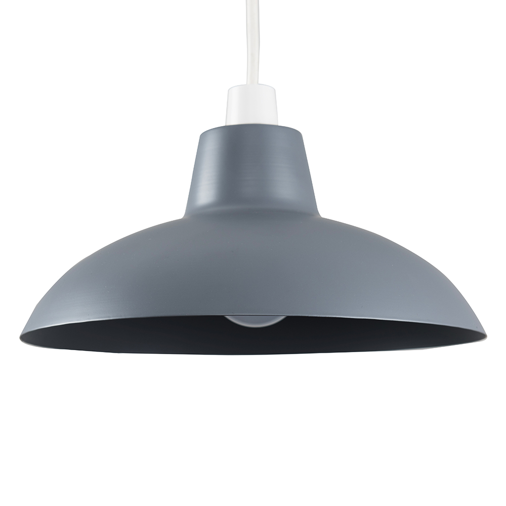 ValueLights Civic Dark Grey Retro Pendant Light Shade Image 1