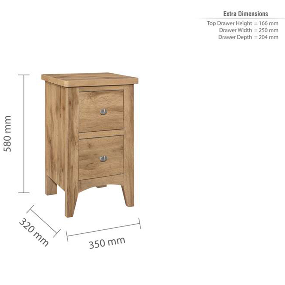 Hampstead 2 Drawer Wooden Bedside Table Image 9