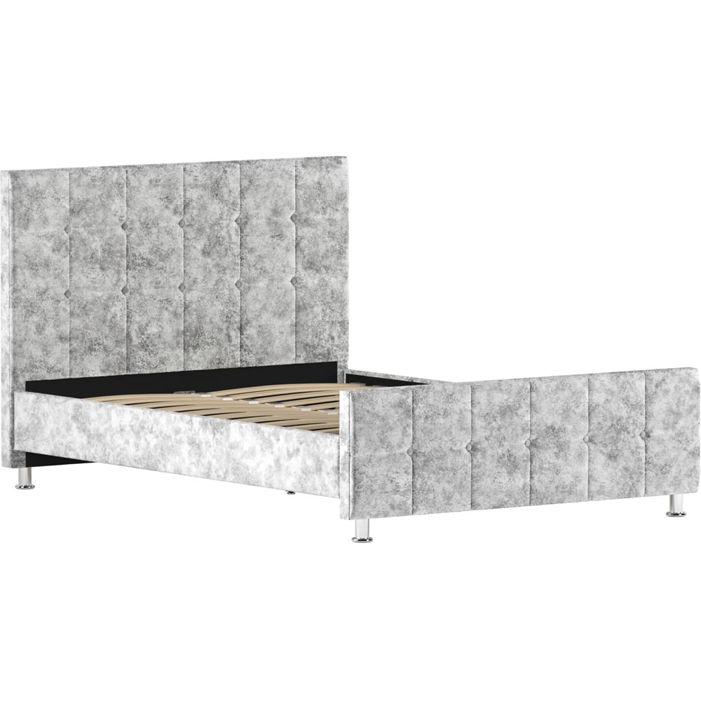 Vida Designs Valentina Double Silver Crushed Velvet Bed Frame Image 2