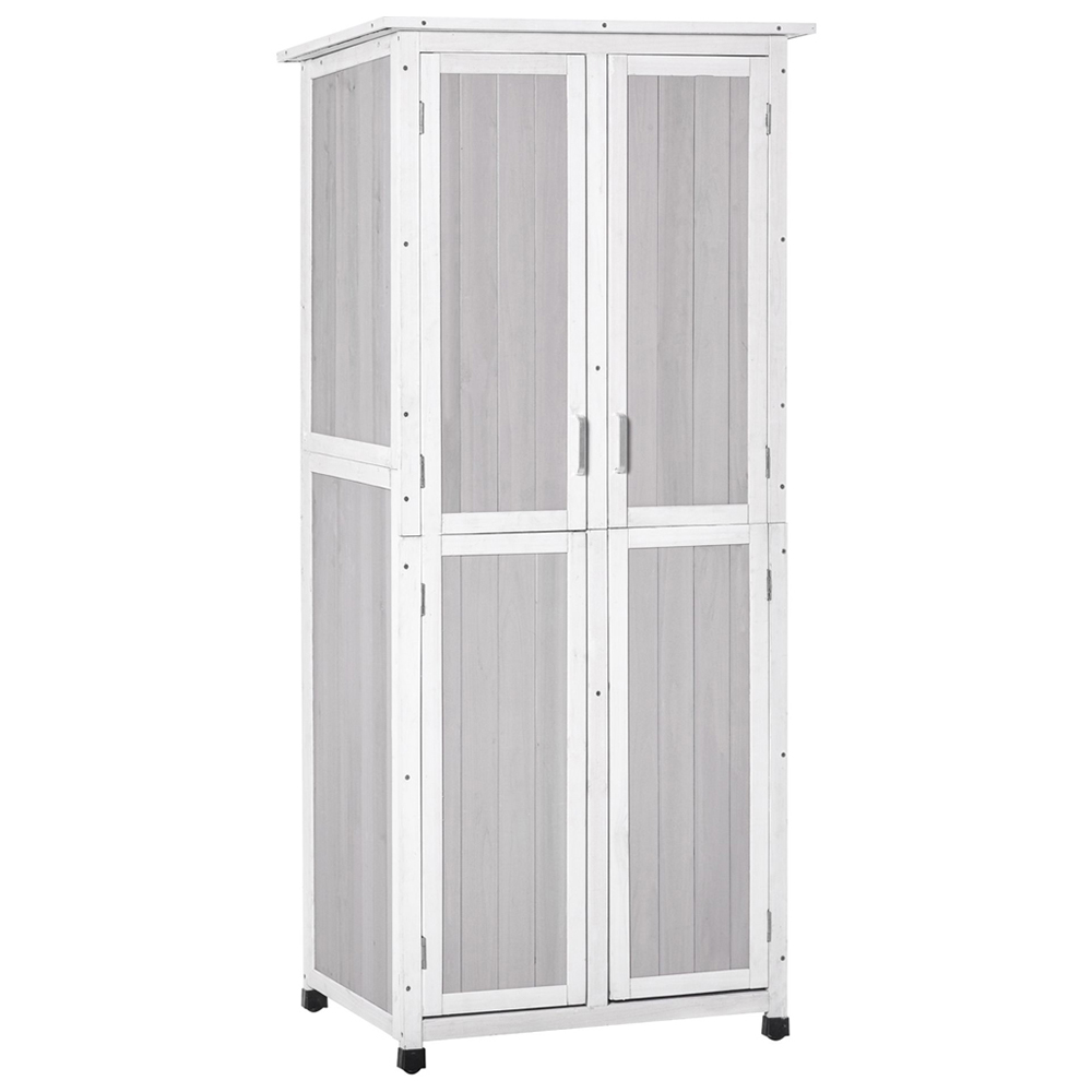 Outsunny 2.3 x 1.8ft Grey Double Door Storage Shed Image 1