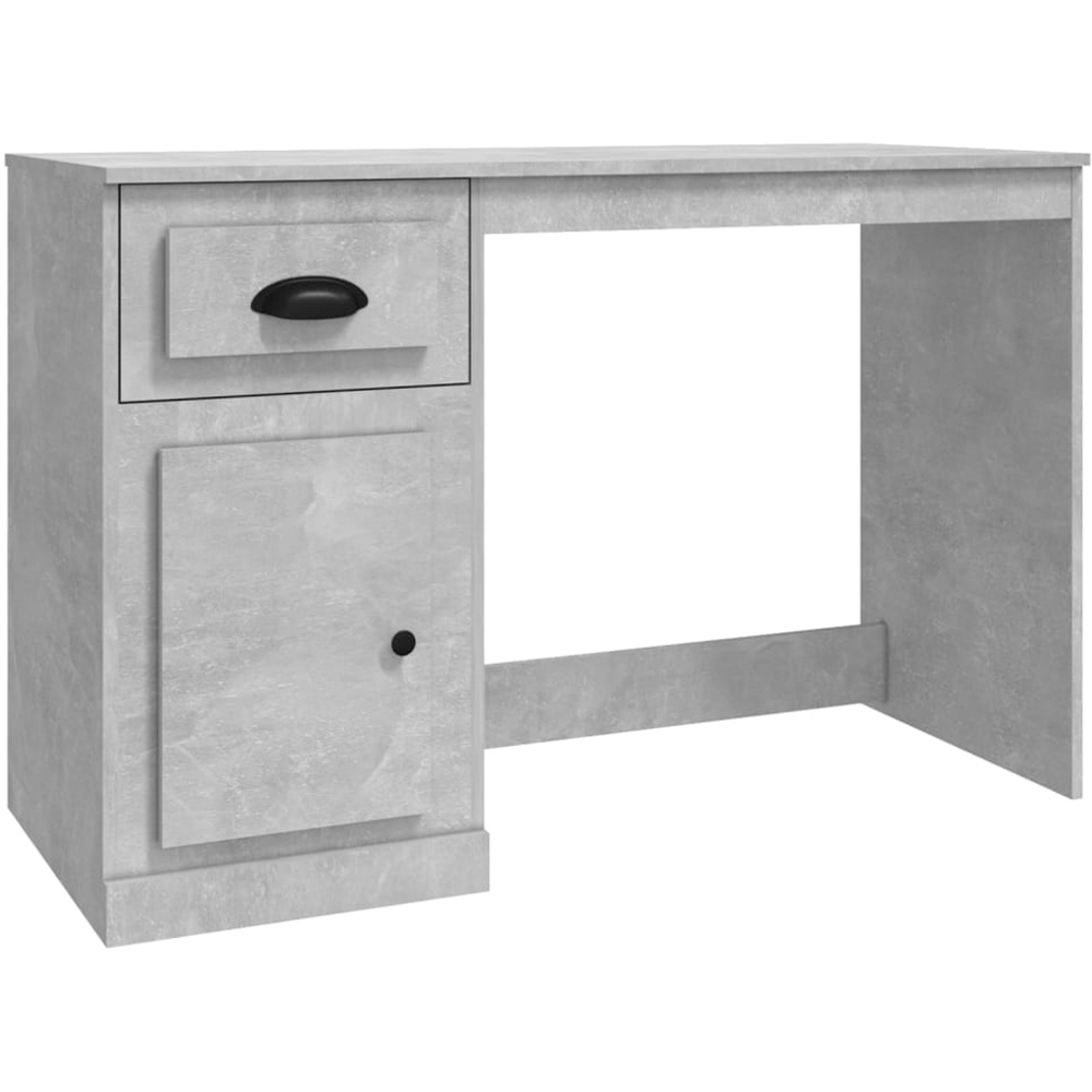 vidaXL Single Door Single Drawer Study Desk Concrete Grey Image 2
