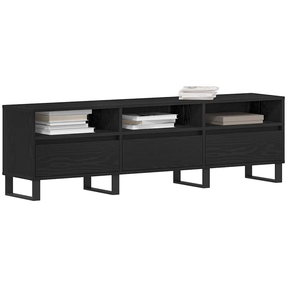 vidaXL 3 Door 3 Shelf Black Oak TV Stand Image 3
