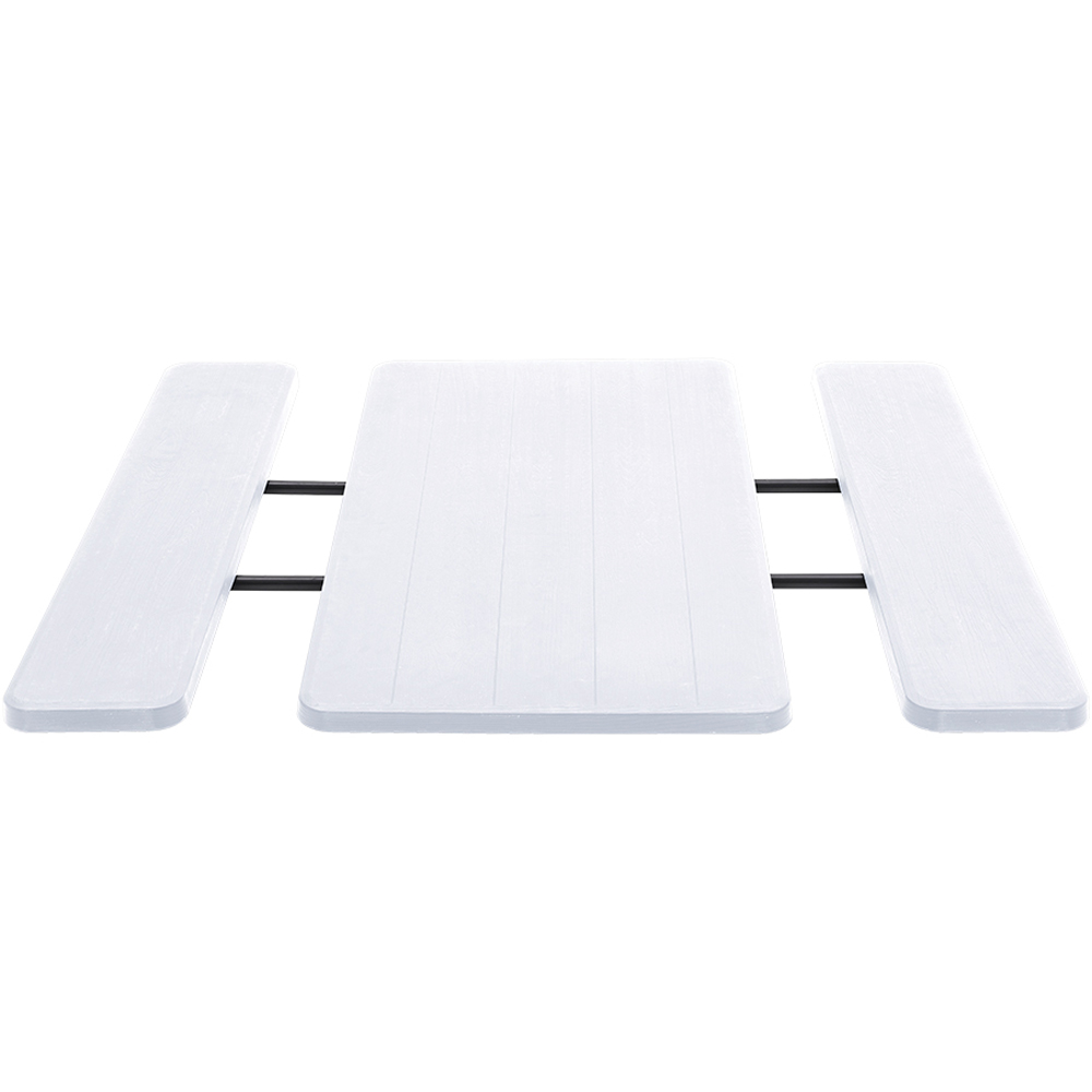 Living and Home Foldable 3 Seater White Picnic Table and Bench Set Image 5