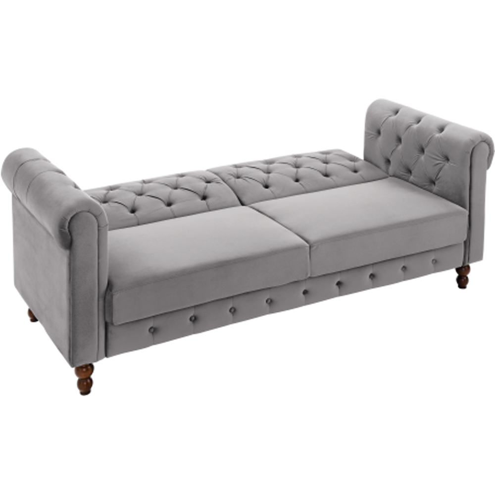 Indoor Living Royal Chesterfield 3 Seater Grey Velvet Sofa Bed Image 3
