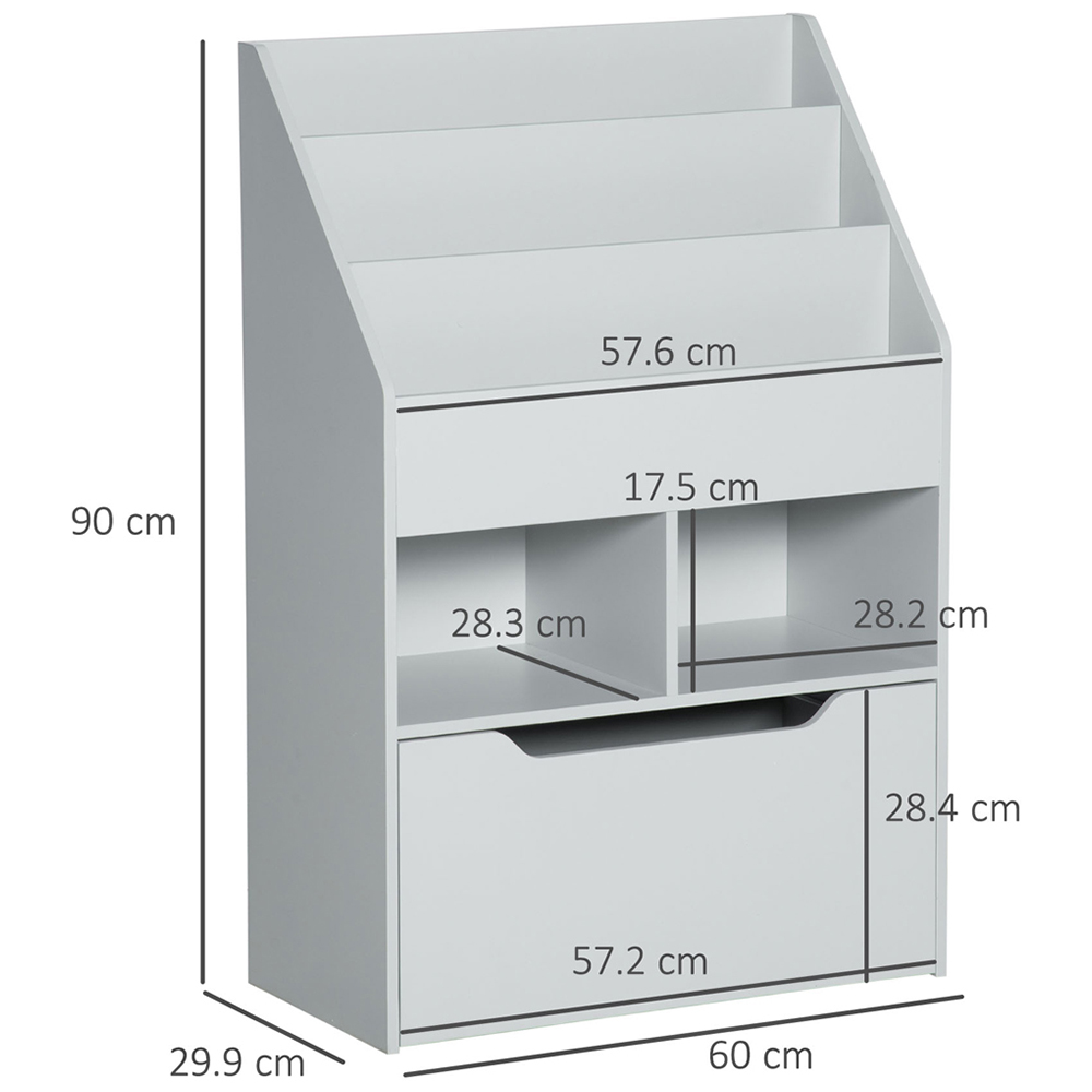 Playful Haven Grey Kids Bookshelf with Drawer Image 6