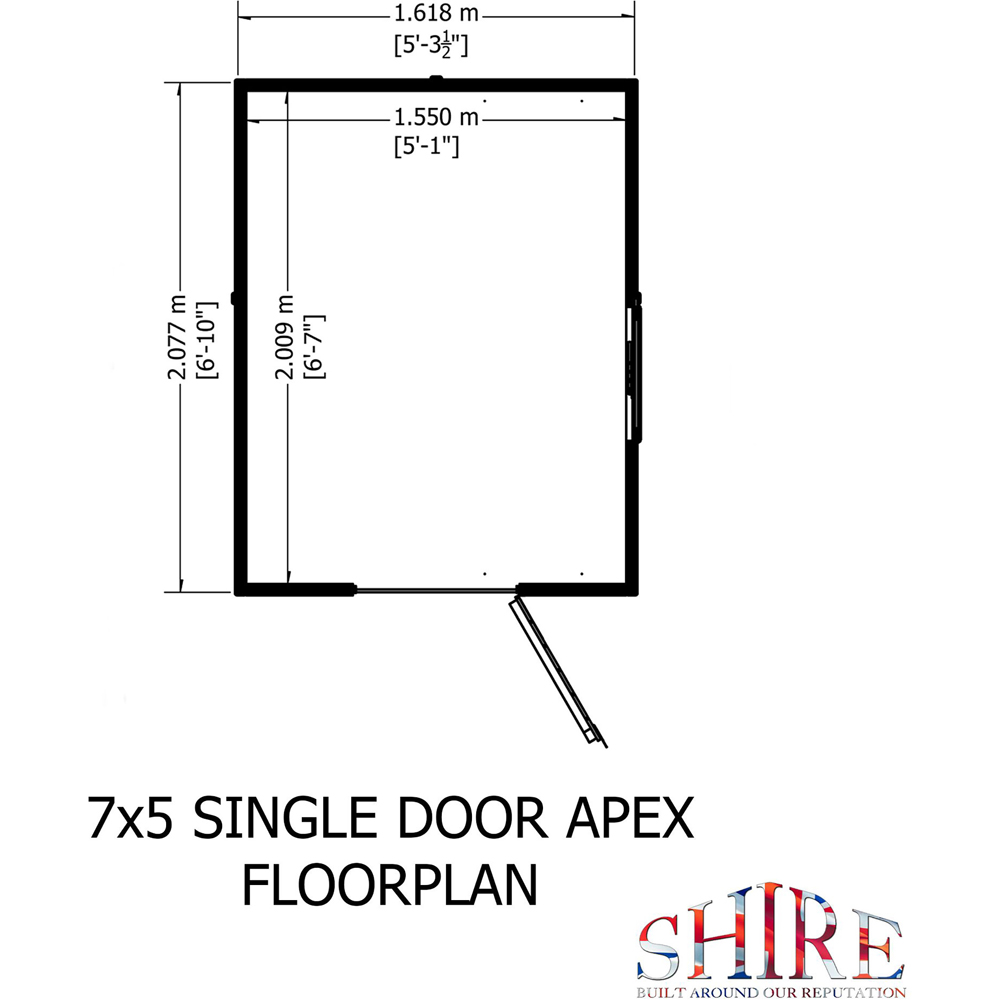Shire 7 x 5ft Dip Treated Wooden Shiplap Shed Image 9