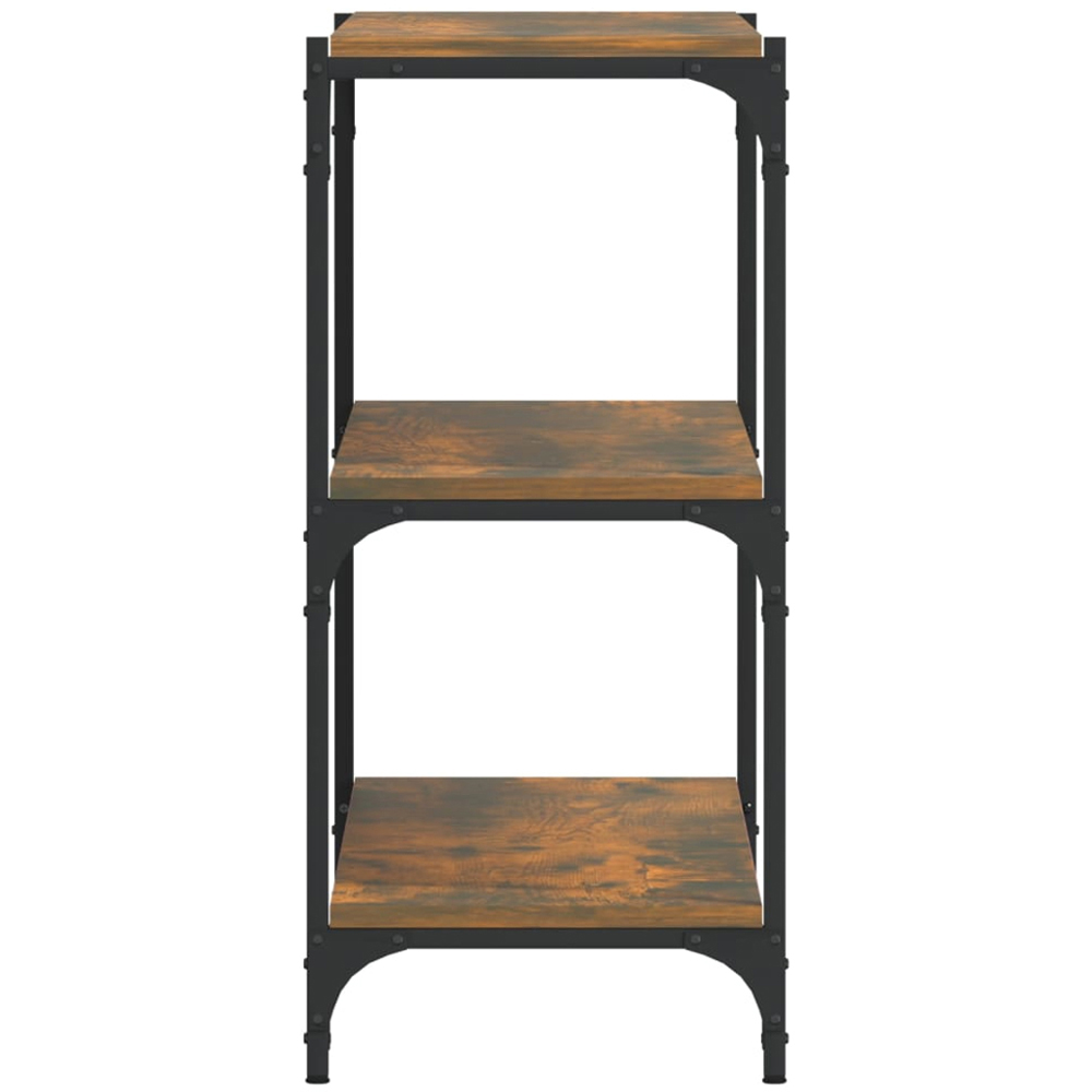 vidaXL 3 Shelf Smoked Oak Processed Wood and Steel Bookcase Image 5