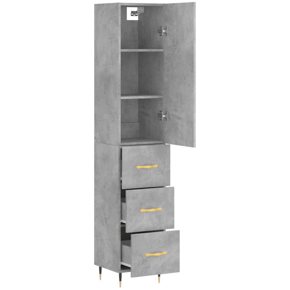 vidaXL Single Door 3 Drawer Concrete Grey Highboard Image 4