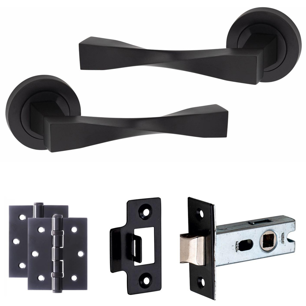 Golden Grace Matt Black Straight Astrid Twist Latch Handle Pair 52mm 5 Pack Image 2