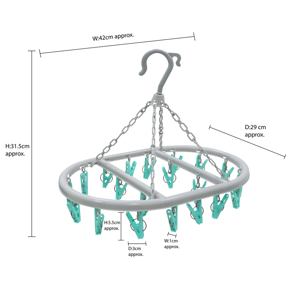 JVL Grey Oval Sock Dryer 20 Pegs Image 5
