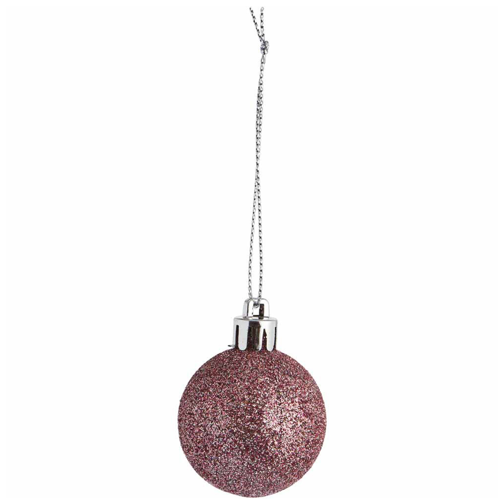 Wilko Glitters Pink Christmas Baubles 9 Pack Image 2