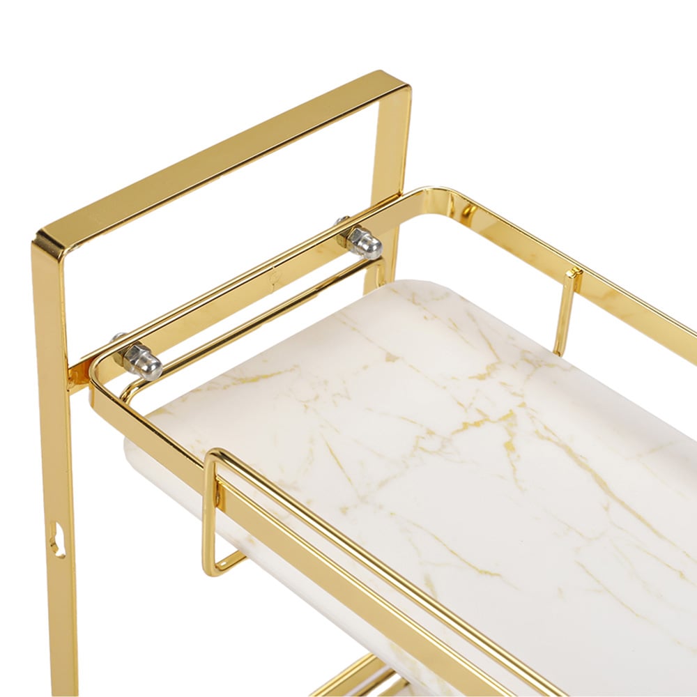 Living and Home 2 Shelf Golden Marble Cosmetic and Kitchen Spice Storage Rack Image 5
