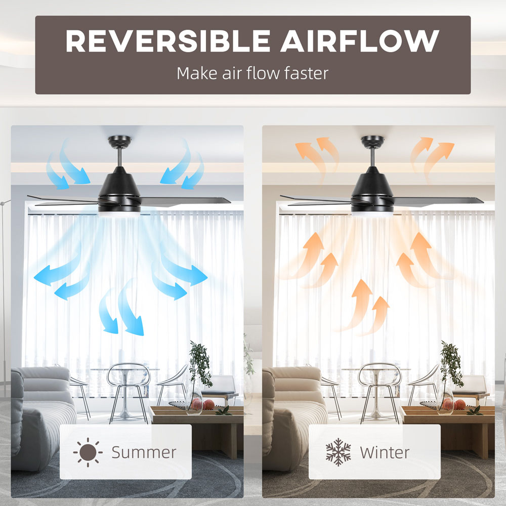 HOMCOM Brown and Black Mounting Reversible Ceiling Fan with Light and Remote Image 6
