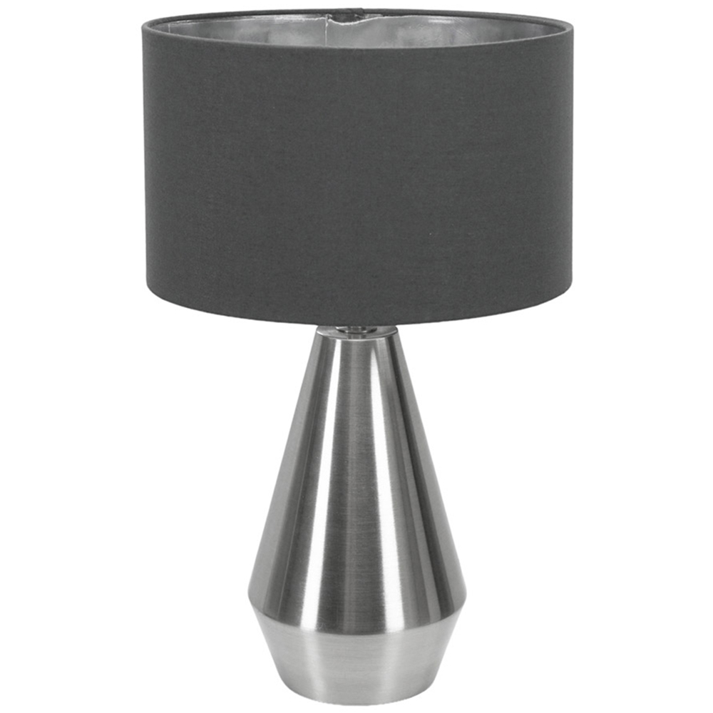 ValueLight Jax Charcoal Chrome Inner Shade Chrome Dimmable LED Touch Table Lamp Wilko