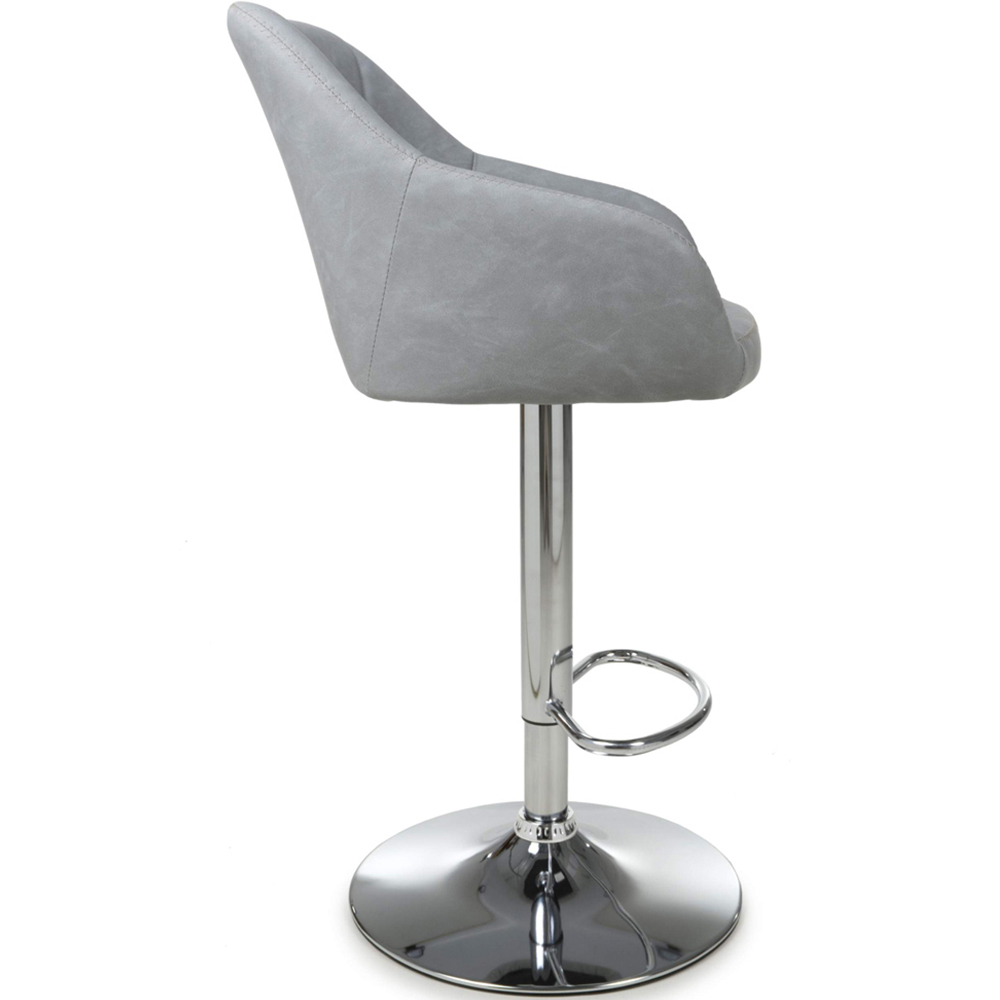 Shankar Serena Light Grey Leather Bar Stool Set of 2 Image 4