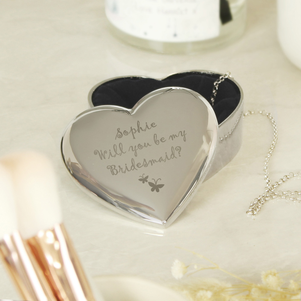 Personalised Memento Personalised Butterfly Heart Trinket Box Image 3