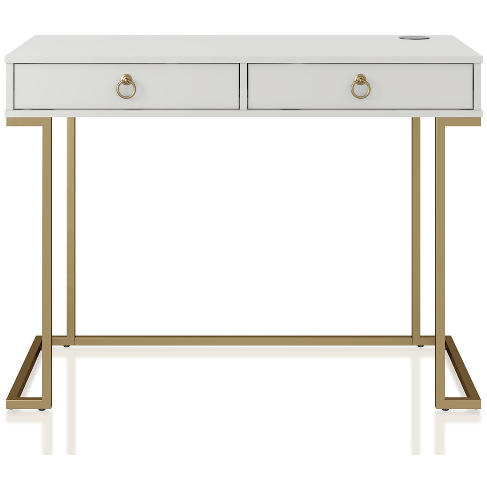 Dorel Home Camila 2 Drawer White Writing Desk Image 3